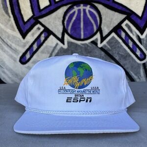 BALLOON FLIGHT AROUND THE WORLD ESPN Earth winds White Adjustable Hat Rare